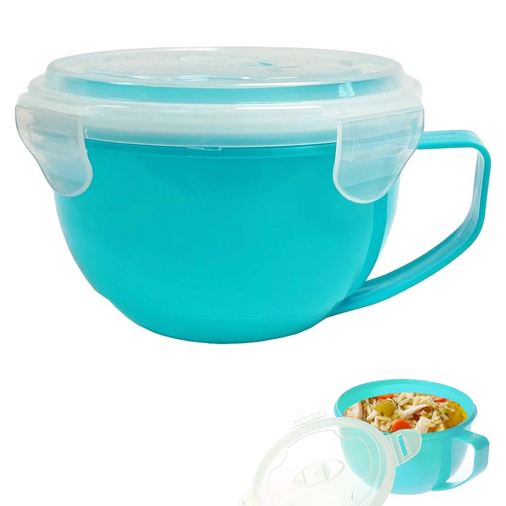 30oz Microwave Soup Mug with Vent Lid - Plastic Bowl for Food Storage & Freezer