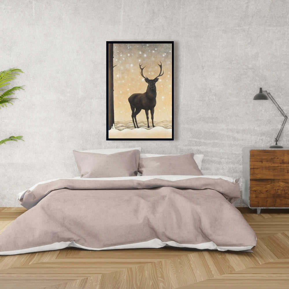 Roe Deer In Winter, Fine Art Gallery Wrapped Canvas 24x36