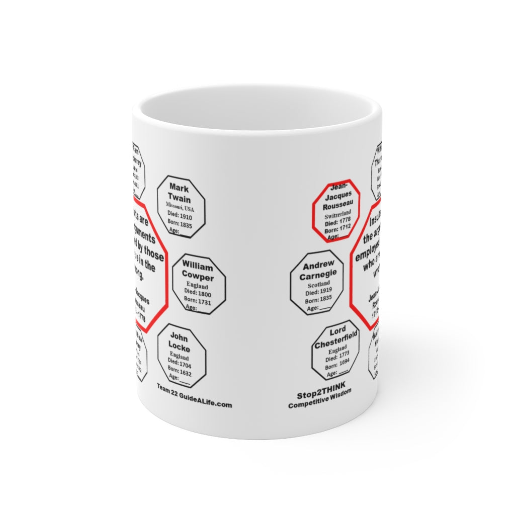 Jean-Jacques Rousseau Quote Mug - 11oz Ceramic Cup