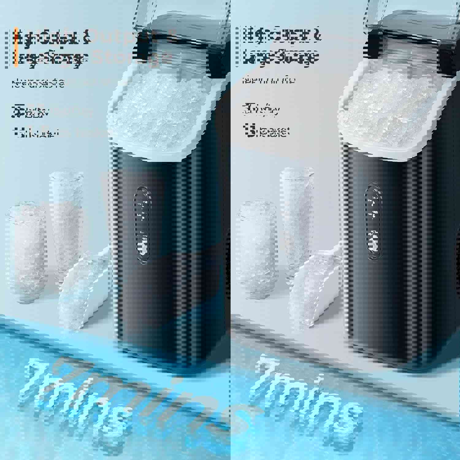 AGLUCKY Nugget Ice Maker Countertop, 35Lbs/24H, Self-Cleaning, Portable Pellet Ice Machine for Home/Kitchen/Office