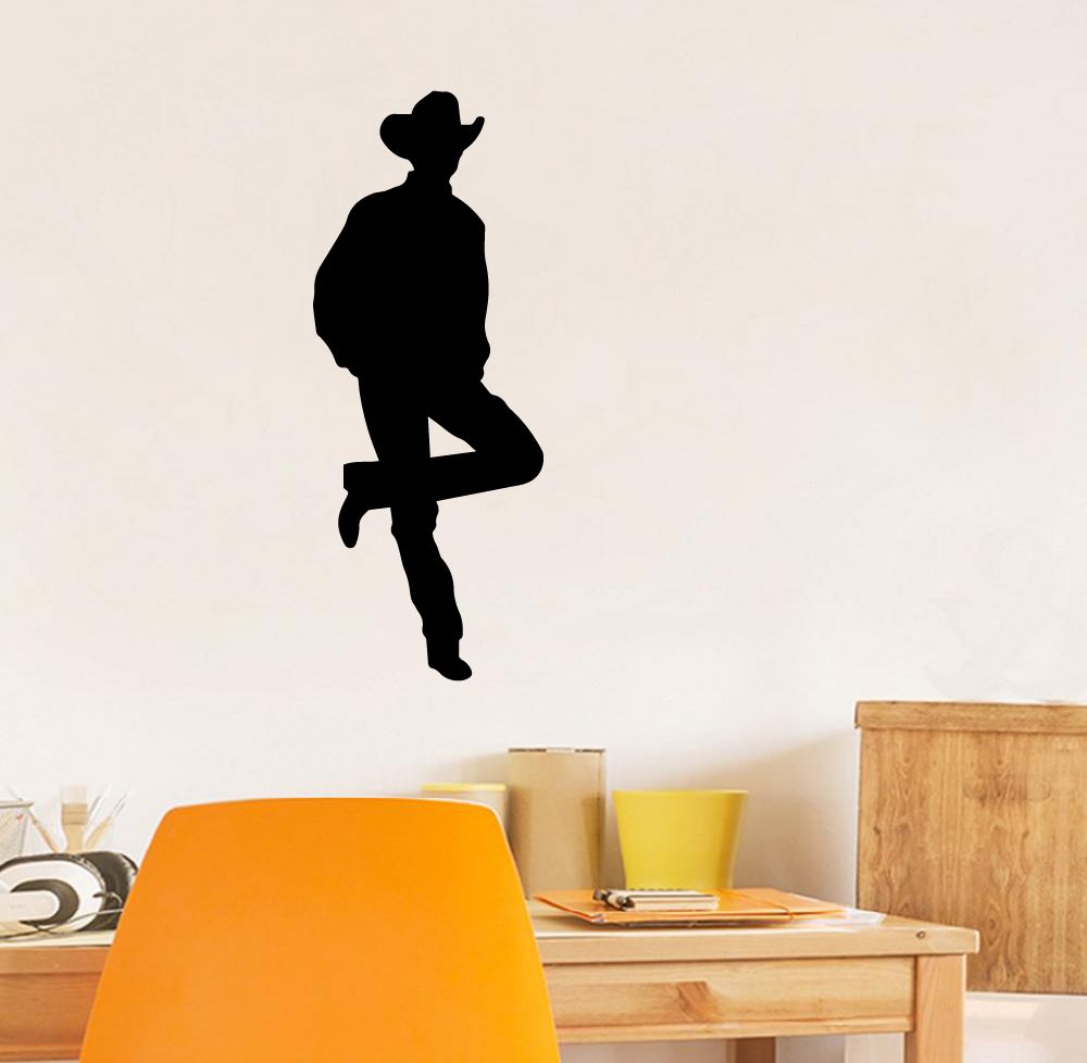 Cowboy Vinyl Wall Art Sticker Decal - Tough Cowboy Attire Real Cowboy Boots