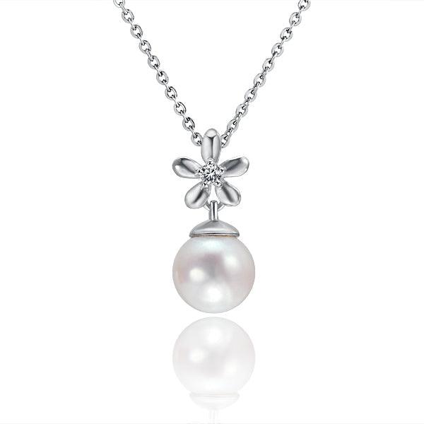 Pearl Jasmine Pendant - 925 Sterling Silver with Pearl and Topaz