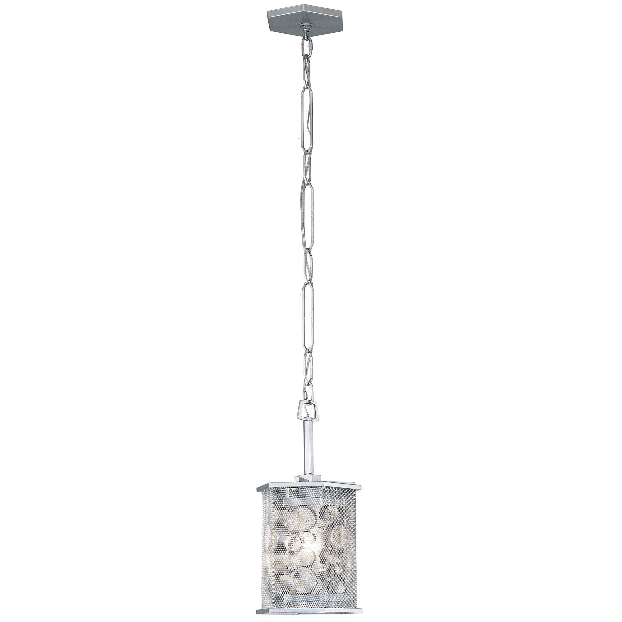 Fascination 1-Lt Hex Mini Pendant - Metallic Silver