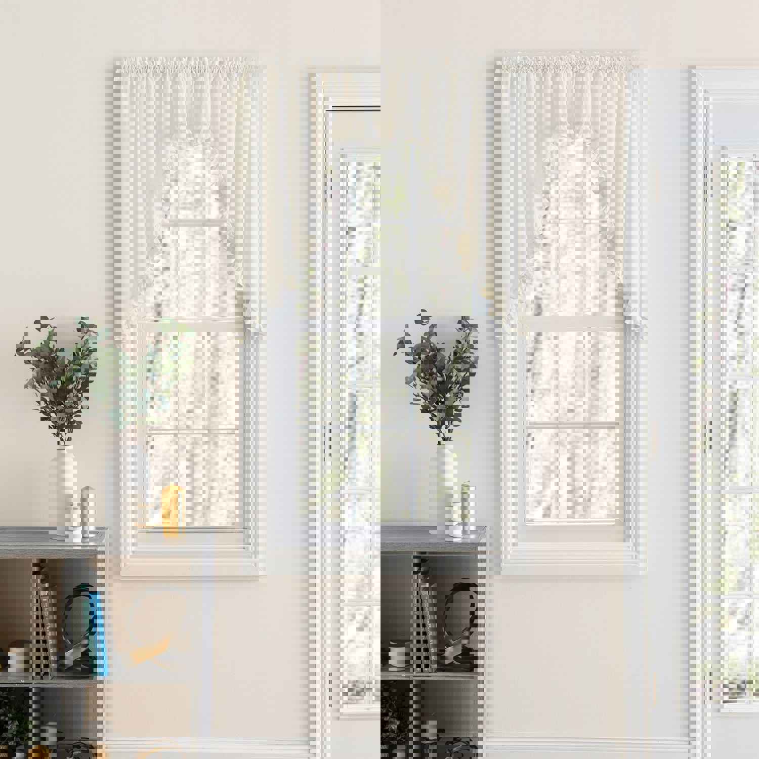Classic Narrow Ruffle 3 Rod Pocket Swag Curtain Panel 86 X 38 White by Ellis