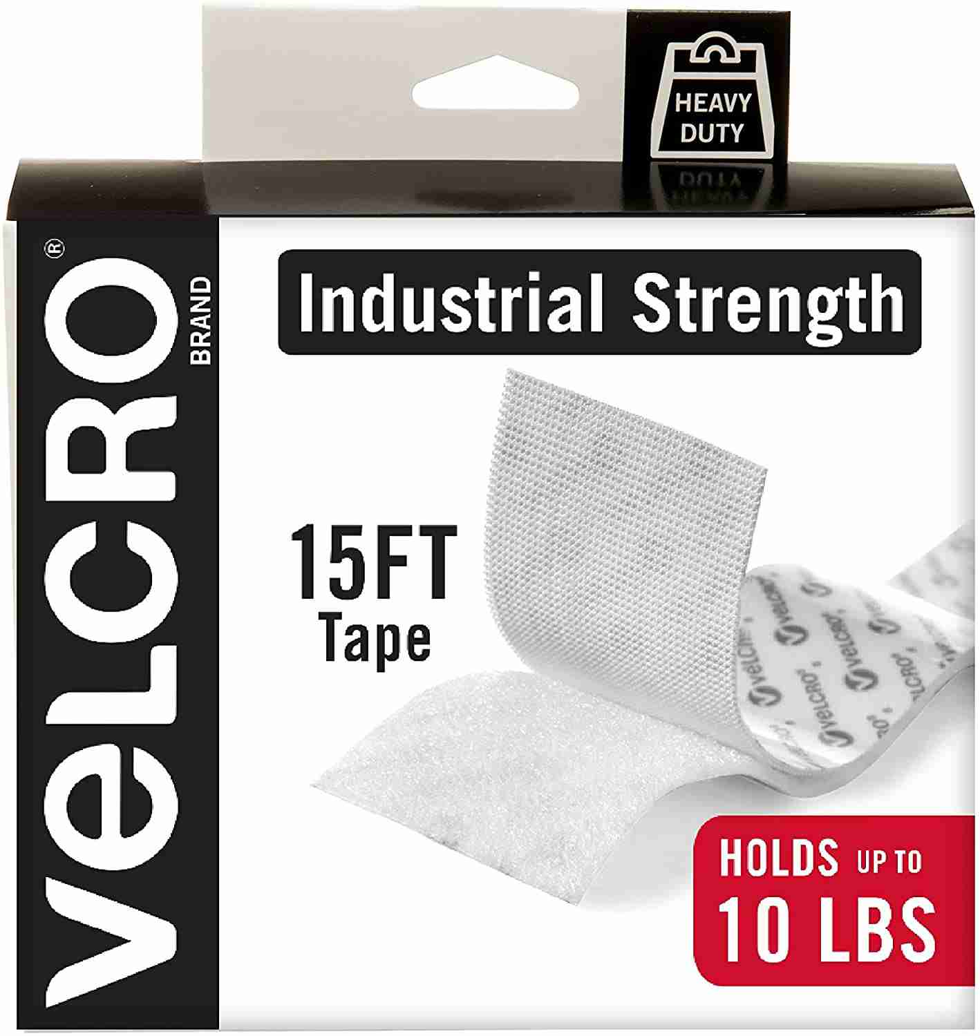 VELCRO Brand Industrial Strength Fasteners - Heavy Duty Stick-On Adhesive Tape, 15ft x 2in, White