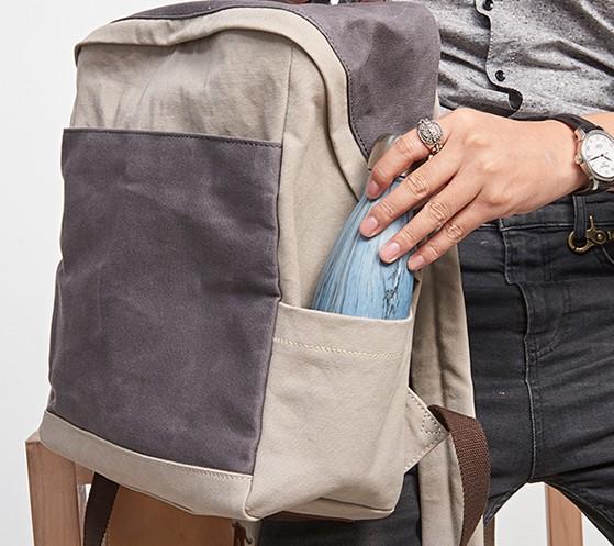Canvas Gray Mens Cool Backpack - Durable Travel & School Bag