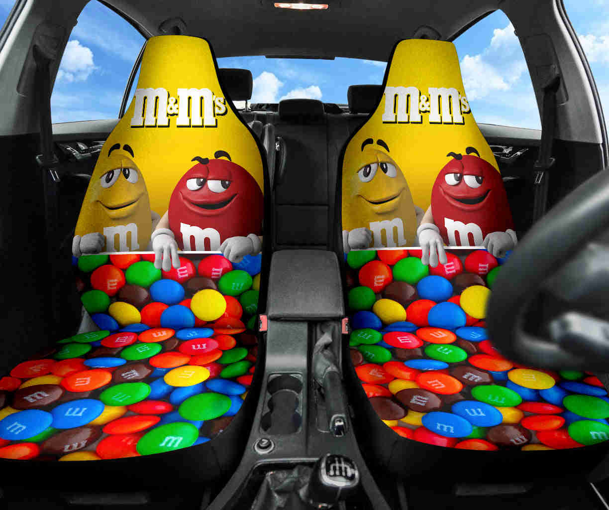 M&M Chocolate Fantasy Car Seat Covers - Premium Custom Fit for Cars & SUVs