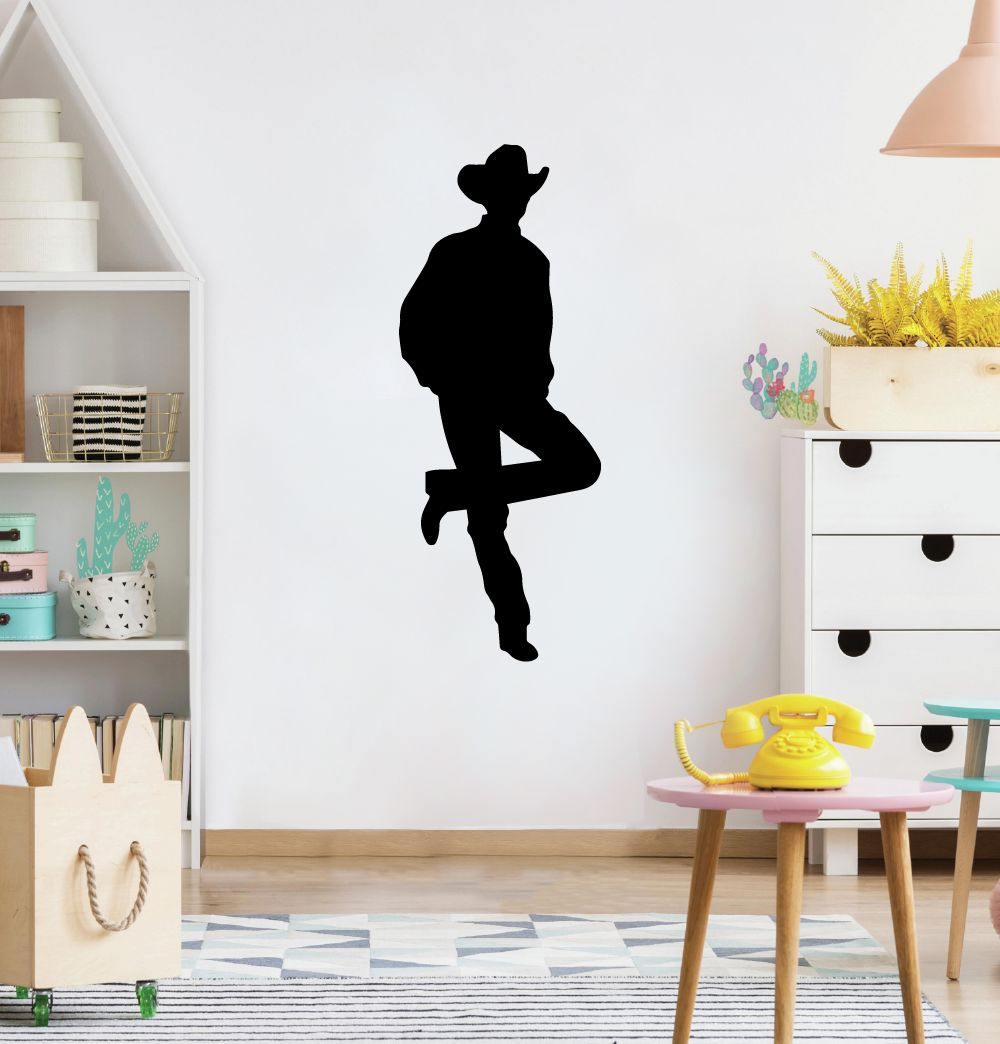 Cowboy Vinyl Wall Art Sticker Decal - Tough Cowboy Attire Real Cowboy Boots