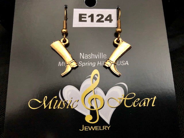 Cowgirl Boot Earrings Plated in 22k Gold, Rhodium, or Platinum with Free Shipping