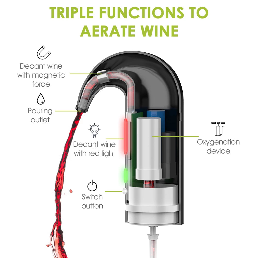 Portable Electric Wine Pourer Smart Wine Decanter Automatic Red Wine Aerator