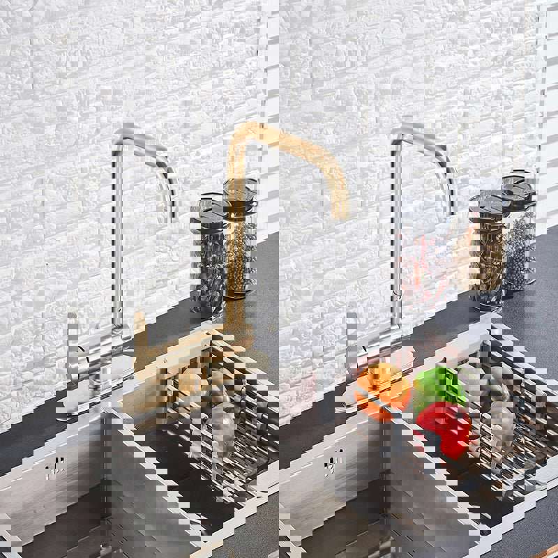 MIRODEMI® Black/Gold/Brushed Nickel Kitchen Rotating Faucet Mixer Single Handle