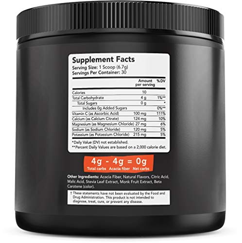 Keto Electrolytes Drink Mix - Tropical Orange Guava Flavor, Sugar Free, 0 Net Carbs