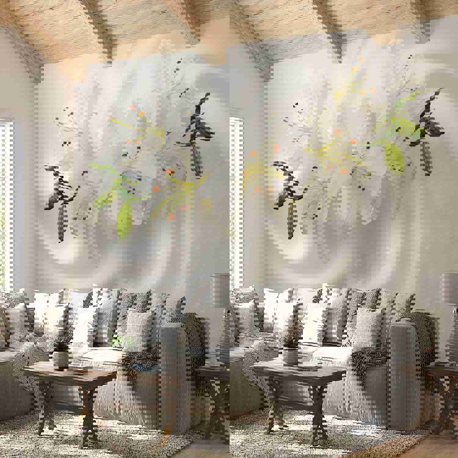 Peel & Stick Floral Wall Mural - Romantic Glow - Removable Wall Decals