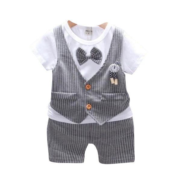 MOF Kids Boys Bow Tie Clothing Set Gentleman Suit