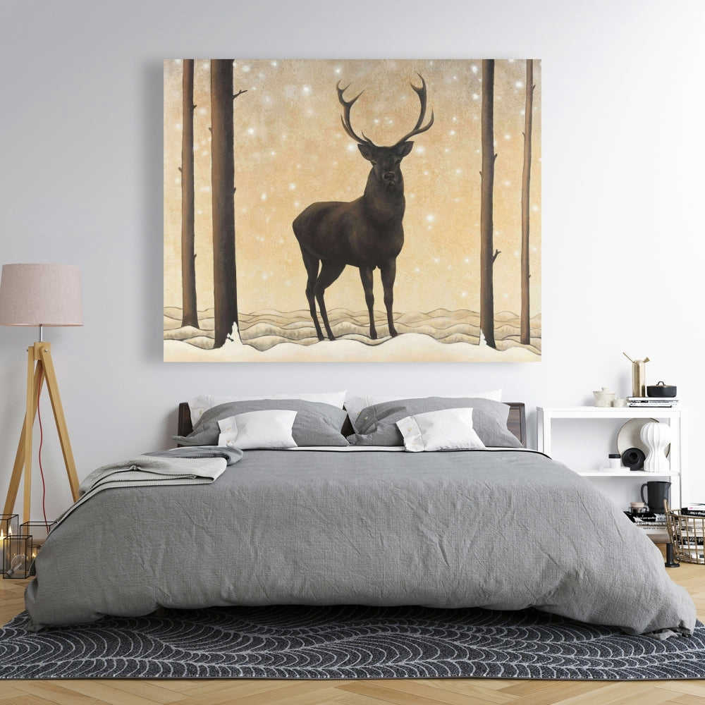 Roe Deer In Winter, Fine Art Gallery Wrapped Canvas 24x36