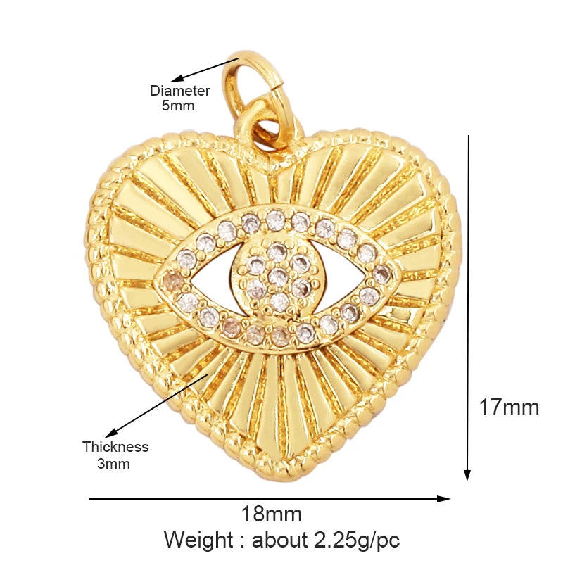 Style Star Moon Colourful Amulet Turkish Lucky Evil Eye Charm Pendant with Zircon Jewelry