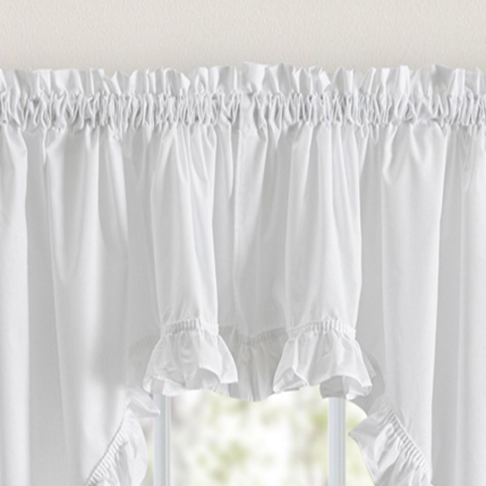 Classic Narrow Ruffle 3 Rod Pocket Swag Curtain Panel 86 X 38 White by Ellis