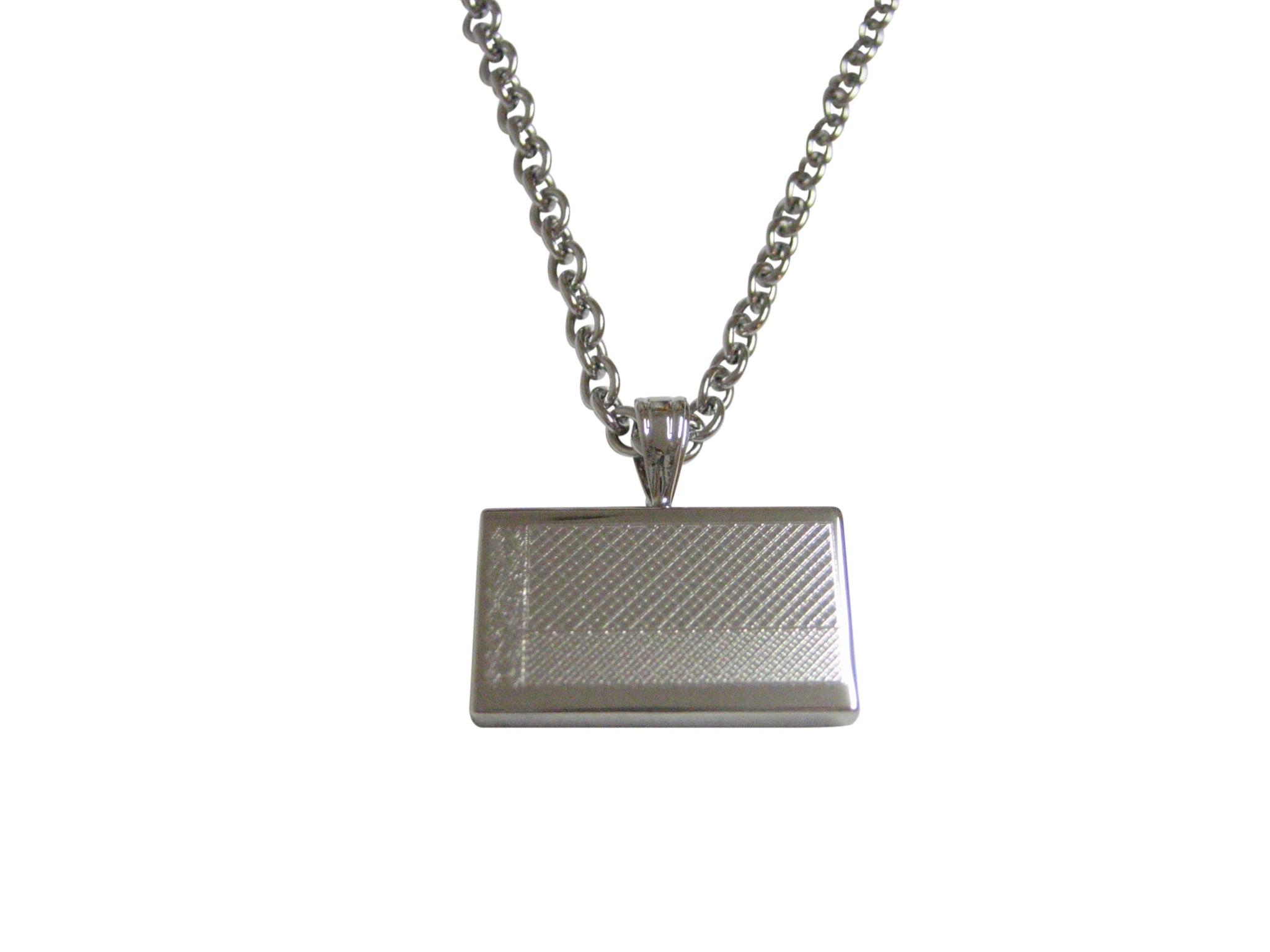 Silver Toned Etched Belarus Flag Pendant Necklace
