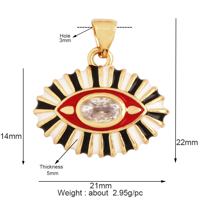 Style Star Moon Colourful Amulet Turkish Lucky Evil Eye Charm Pendant with Zircon Jewelry