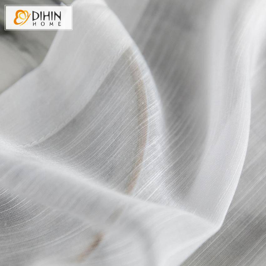 DIHIN HOME Modern Nordic White Simple Sheer Grommet Window Curtain for Living Room, 52x63-inch, 1 Panel