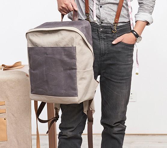 Canvas Gray Mens Cool Backpack - Durable Travel & School Bag