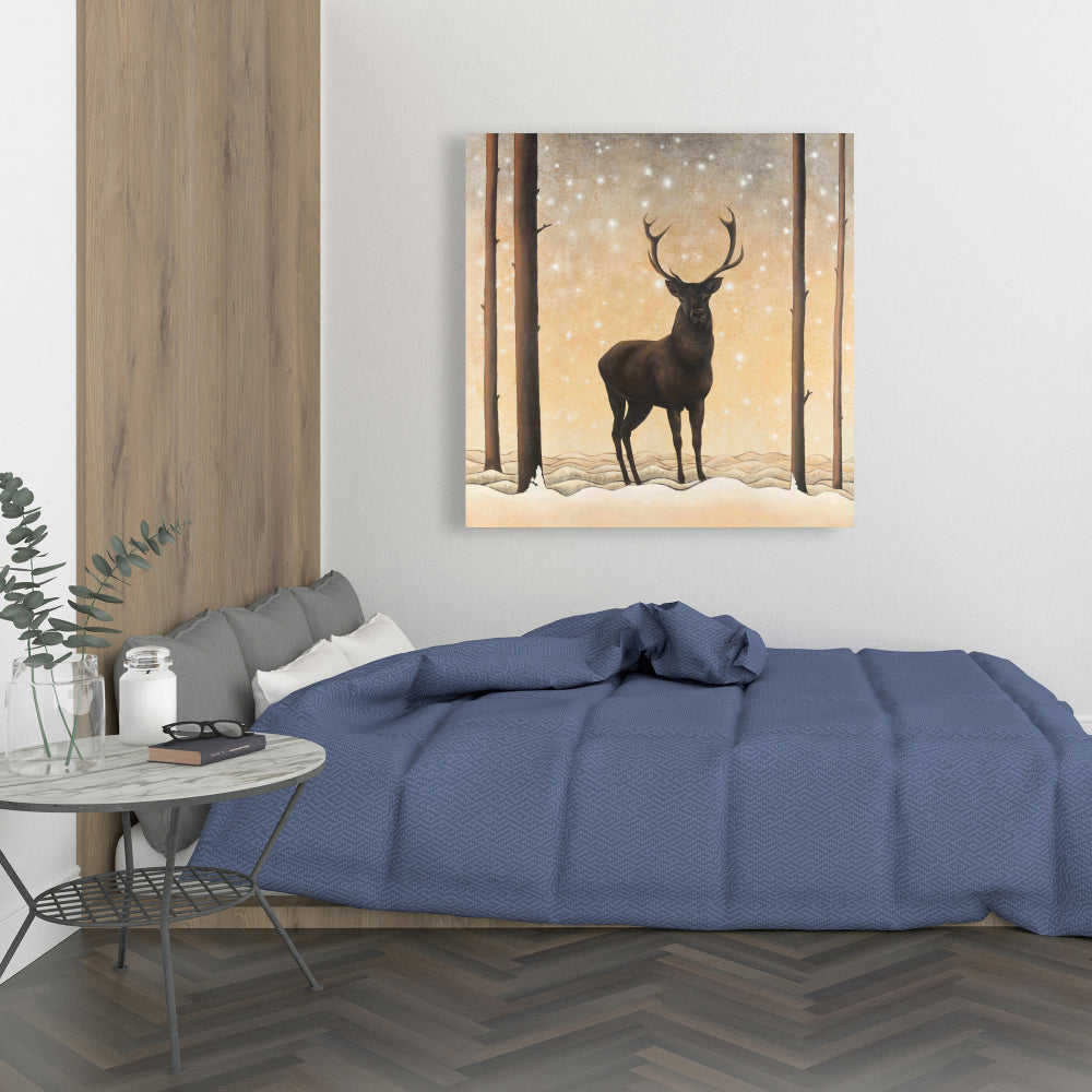 Roe Deer In Winter, Fine Art Gallery Wrapped Canvas 24x36