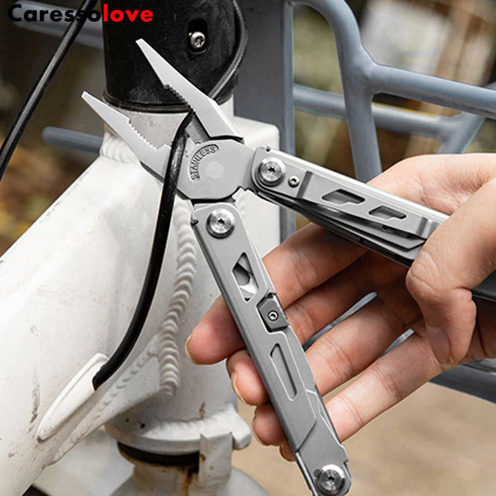 Caressolove EDC Outdoor Survival Gear Multi Tool Pliers, 14-In-1 Stainless Steel Multitool Tactical Knives For Men