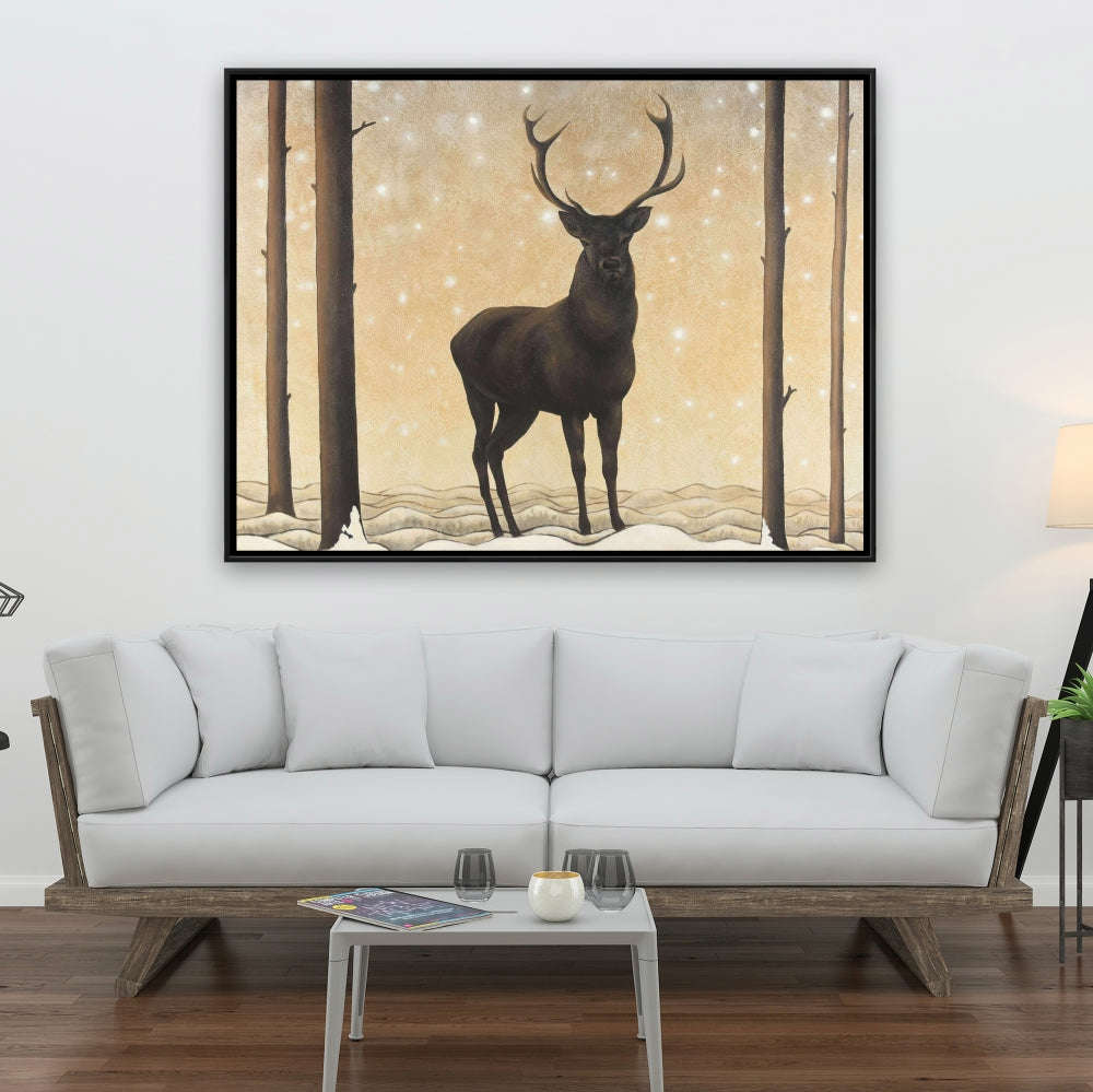Roe Deer In Winter, Fine Art Gallery Wrapped Canvas 24x36