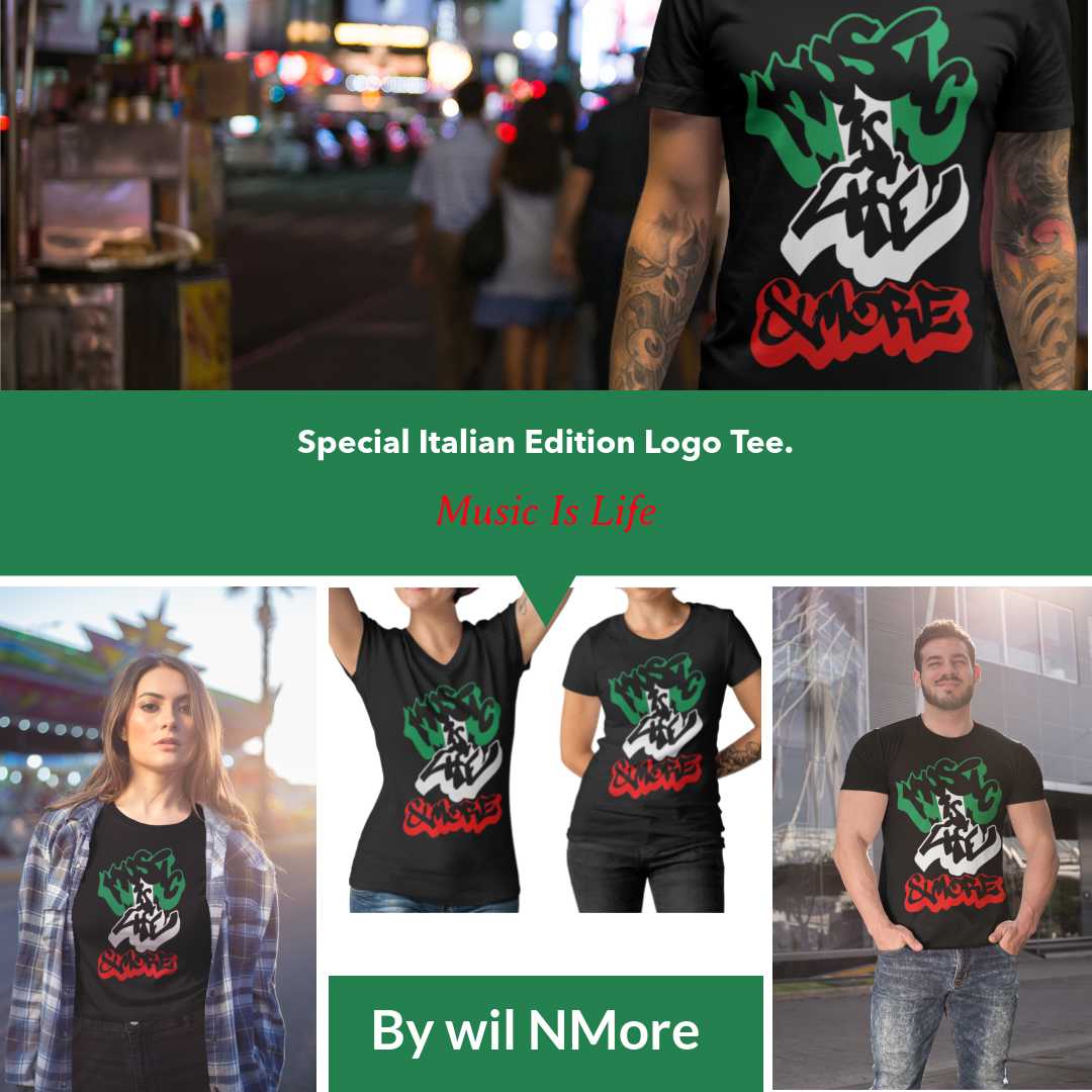 Special Italian Edition of Music Is Life Logo Tee By Will NMore