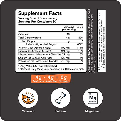 Keto Electrolytes Drink Mix - Tropical Orange Guava Flavor, Sugar Free, 0 Net Carbs