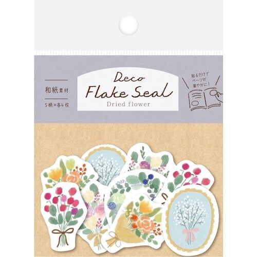Dried Flower Flake Sticker - Japanese Paper, Easy Peel, 20pcs (5 Designs)