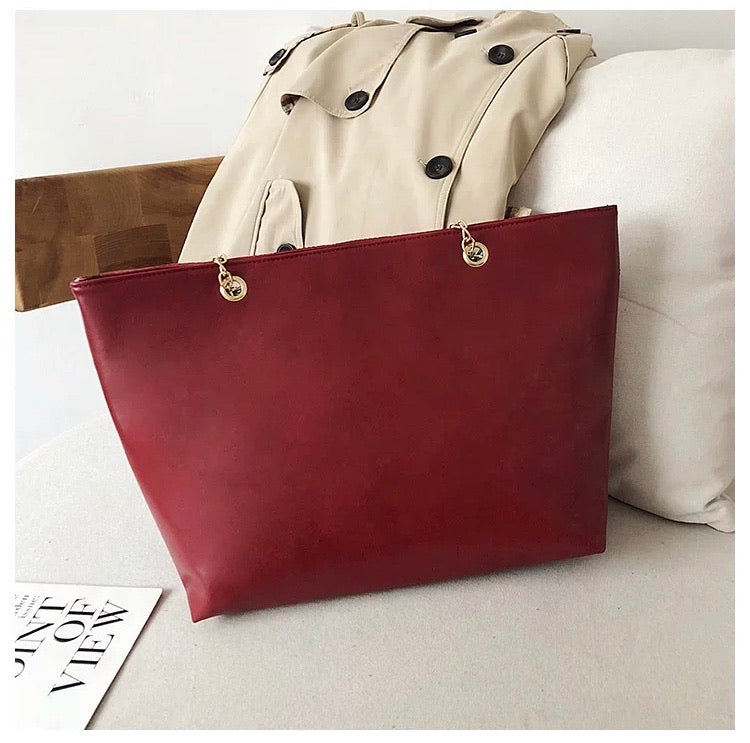 Luxury Quilted Leather Shoulder Tote Handbag