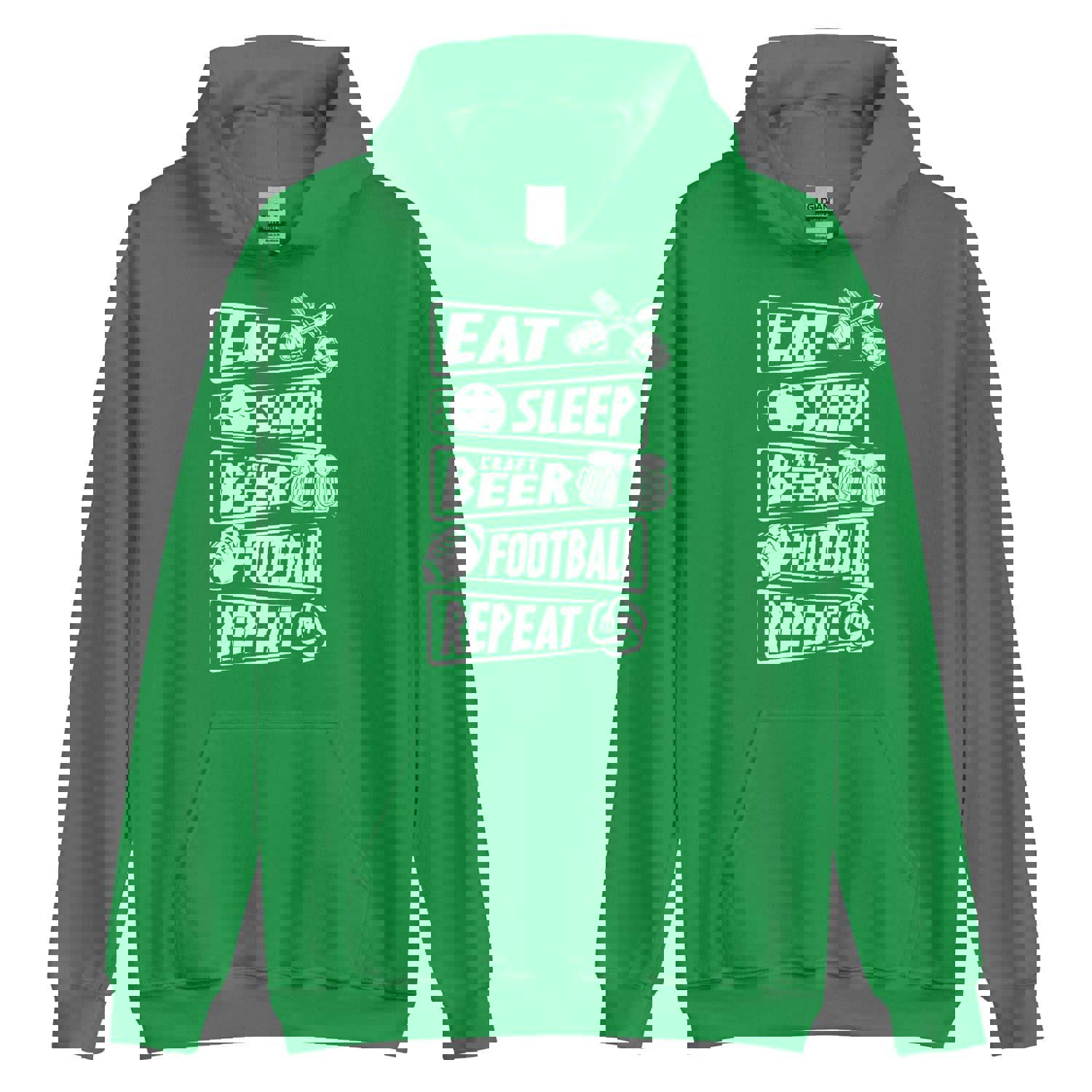 Eat, Sleep, Craft Beer, Football, Repeat - White Ink - Unisex Hoodie