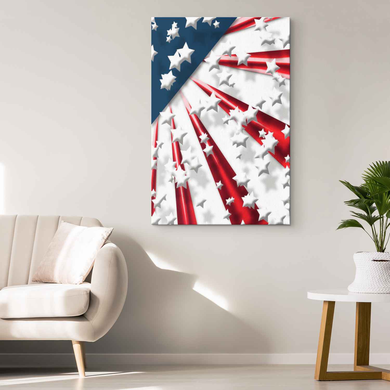 PATRIOTIC FLAG N STARS - CANVAS ART