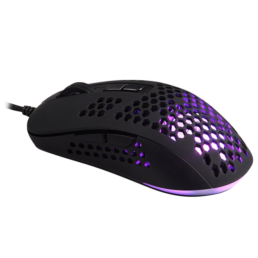Hive Lightweight Honeycomb Gaming Mouse RGB USB Wired Optical Mice 2400 DPI 6 Buttons