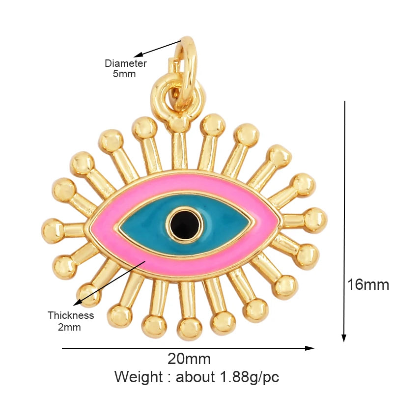 Style Star Moon Colourful Amulet Turkish Lucky Evil Eye Charm Pendant with Zircon Jewelry
