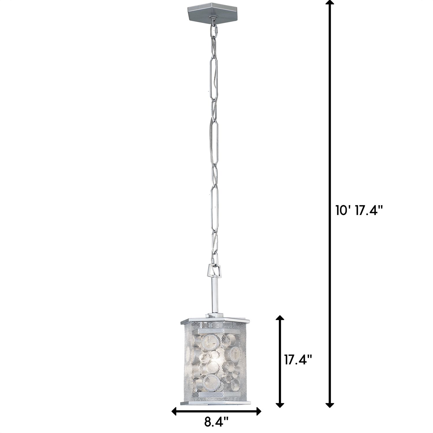 Fascination 1-Lt Hex Mini Pendant - Metallic Silver