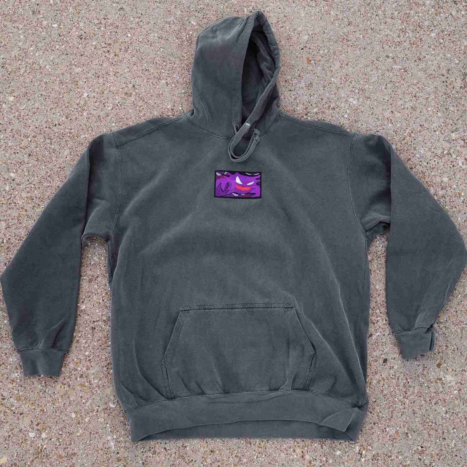 Haunter Ghost Type Embroidered Hoodie - Vintage Look & Sustainable Cotton