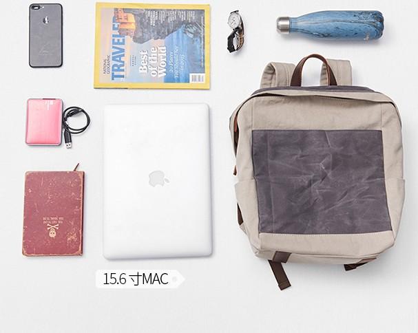 Canvas Gray Mens Cool Backpack - Durable Travel & School Bag