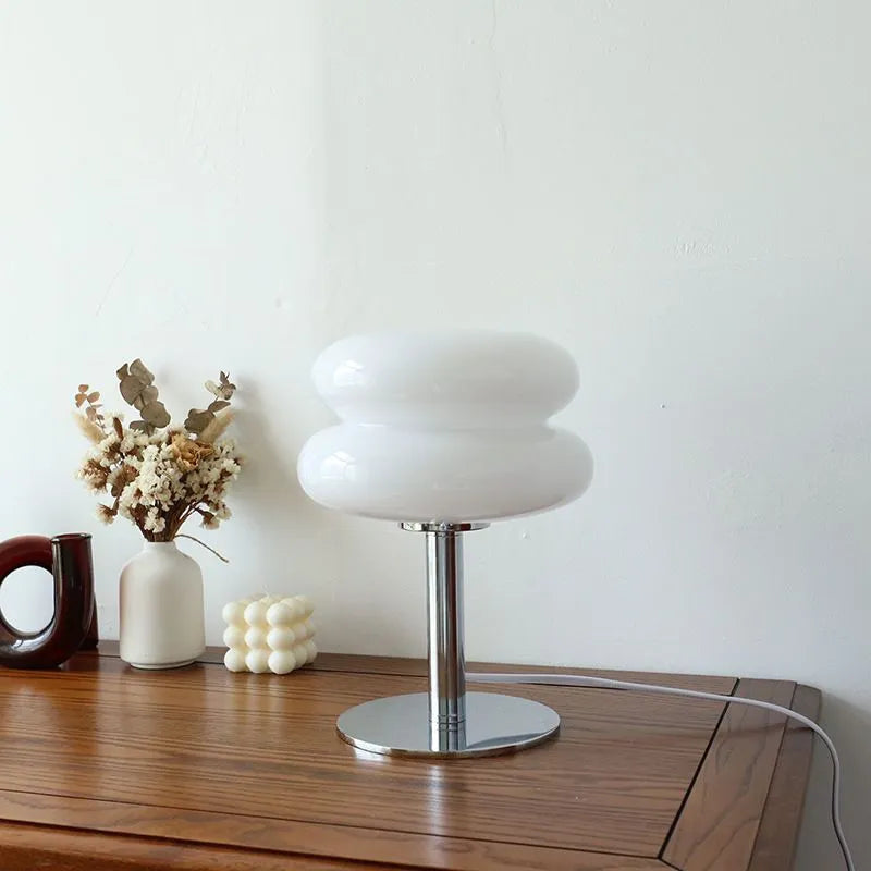 Italian Designer Glass Egg Tart Table Lamp - Elegant LED Night Light for Home Decor