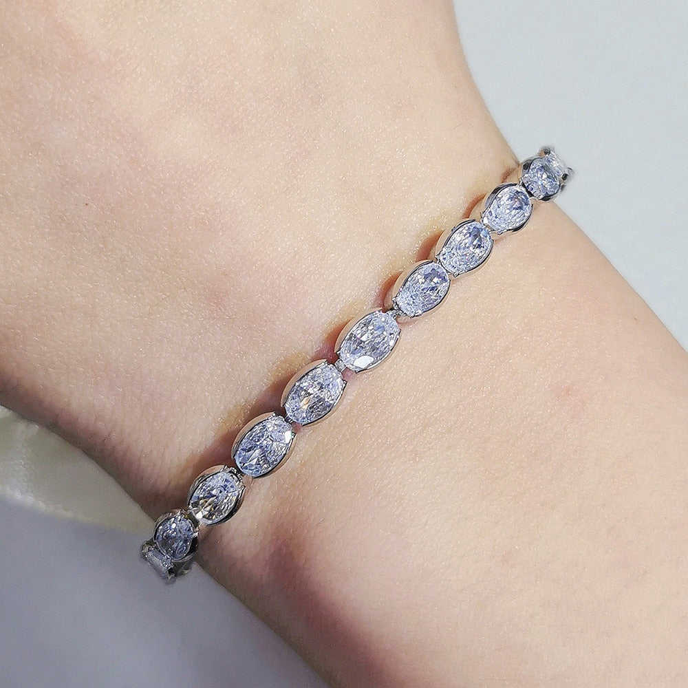 2023 New Luxury Oval Silver Color Bride Dubai Jewelry Set Ring Bracelet For Women Wedding Christmas Party Gift