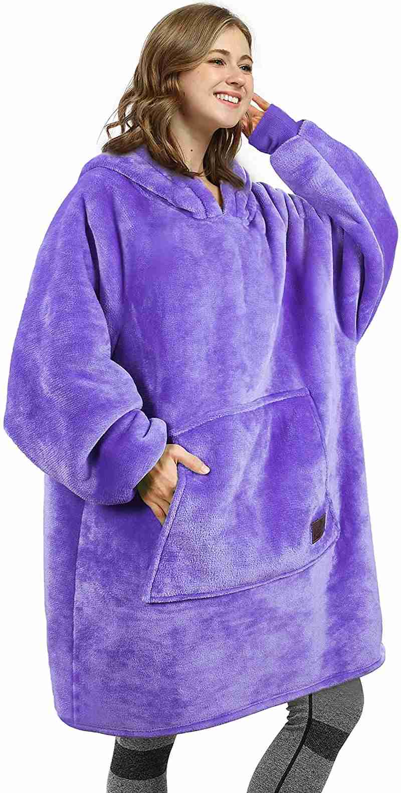 Oversized Wearable Blanket Hoodie Sweatshirt, Soft Sherpa Pullover for Cozy Lounging