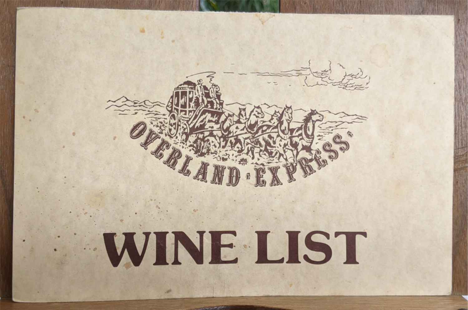 Vintage Overland Express Restaurant Montana Wine List Menu