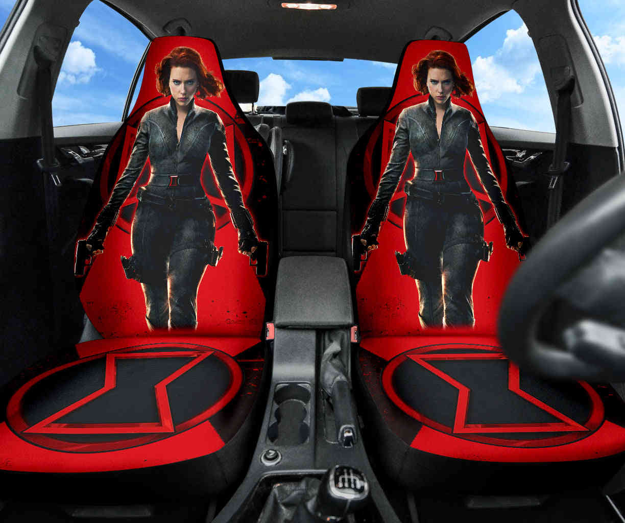 Black Widow Natasha Custom Car Seat Covers - High-Quality Polyester Micro-Fiber