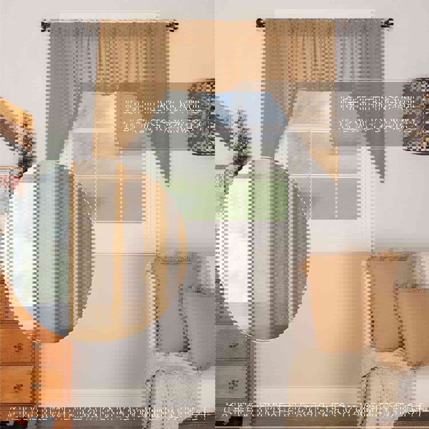 Burlap Natural Swag Curtain - 100% Cotton Pair for Window Decor