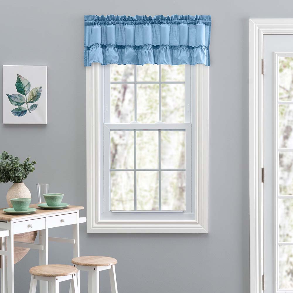 Ellis Stacey 1.5 Rod Pocket High Quality Fabric Solid Color Window Ruffled Filler Valance 54x13 Slate