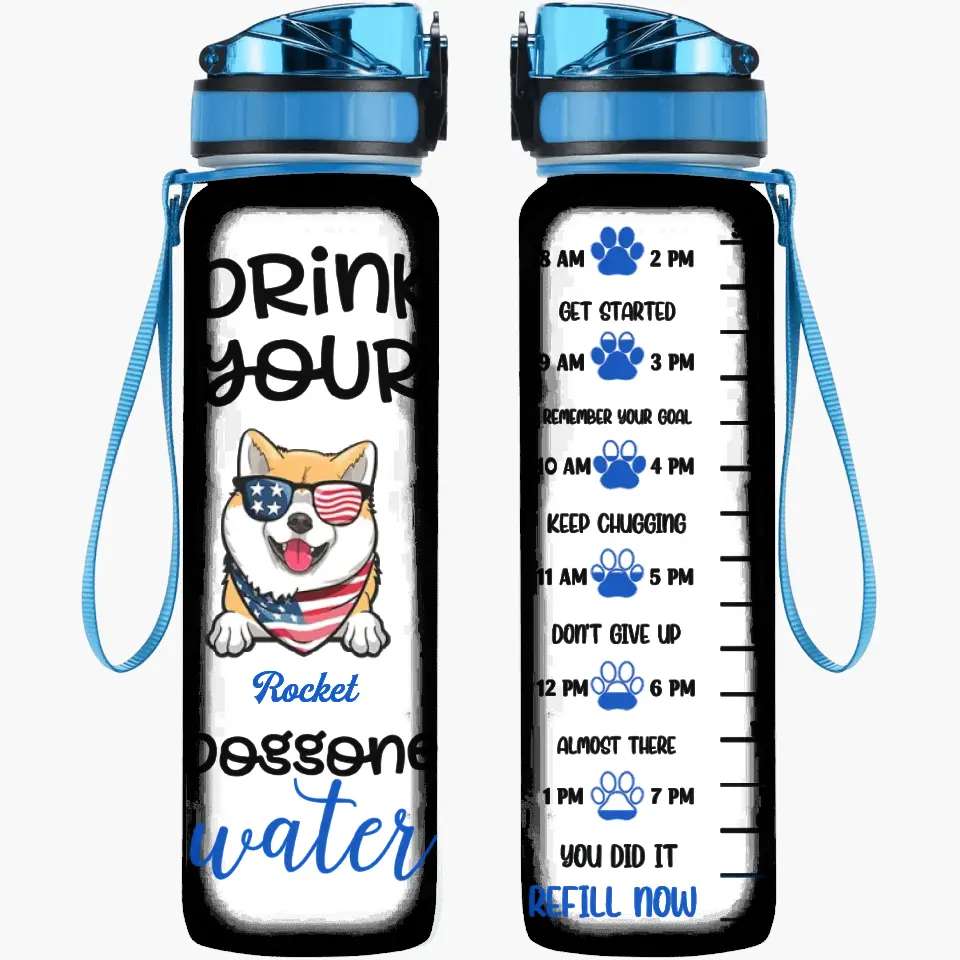 Personalized Custom Water Tracker Bottle - Funny Gift for Dog Lovers