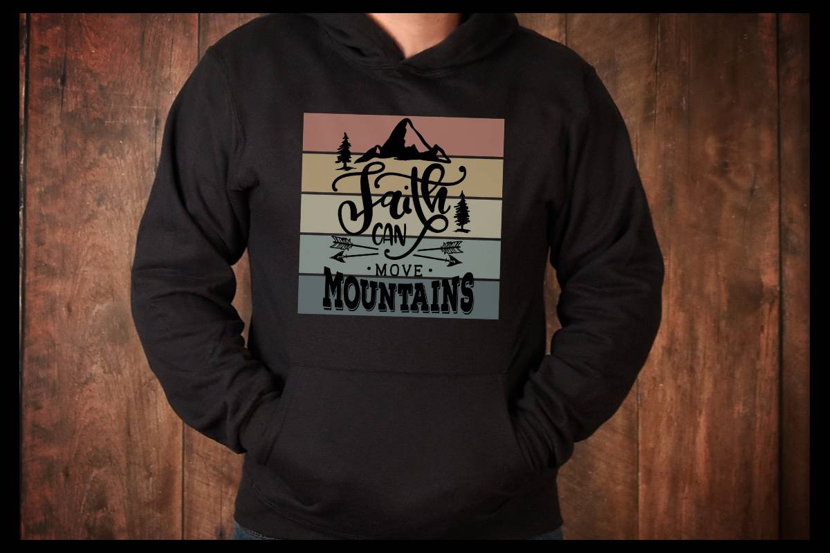 Faith Can Move Mountains Hoodie - Christian Retro Streetwear