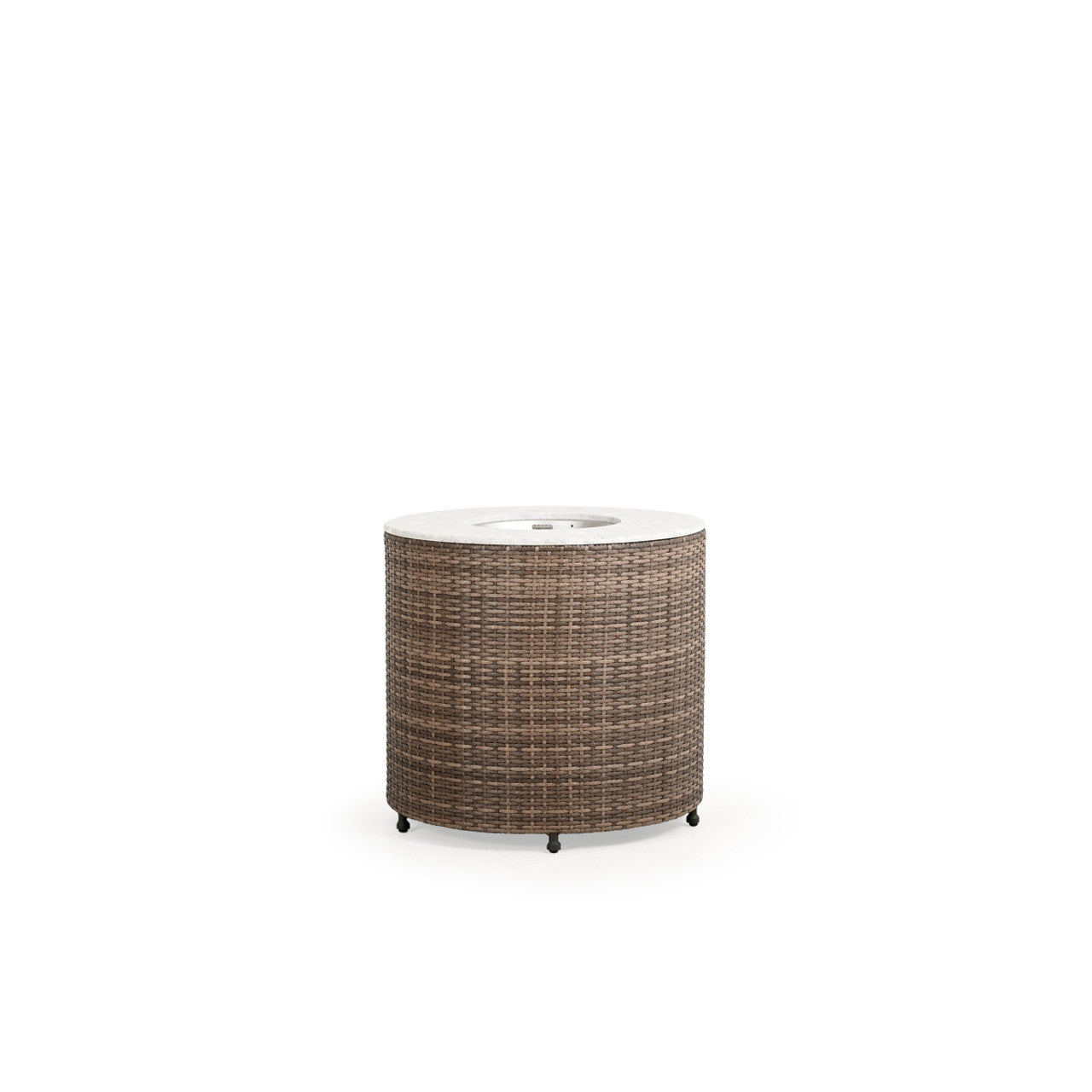 Leaders Furniture Garden Terrace Outdoor 27 Round Wicker Stone Top Fire Pit with Lid