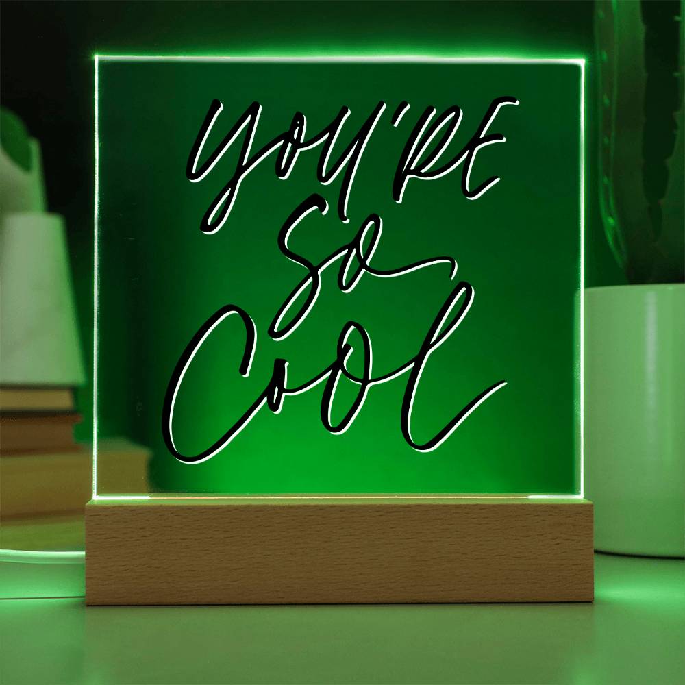 Youre So Cool - Motivational Acrylic with LED Night Light - Inspirational Home Decor - Perfect Gift for Any Occasion